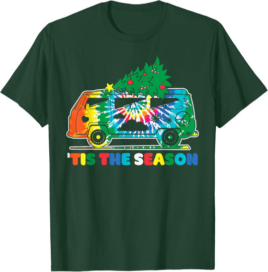 Groovy PEACE LOVE XMAS Hippie Santa Claus Funny Christmas T-Shirt - T-Shirt | Forest