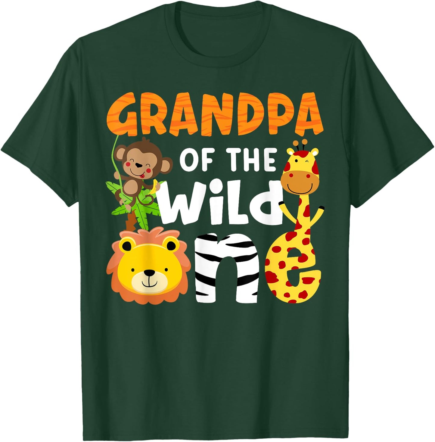 Grandpa of the Wild One Zoo Bday Safari Jungle Animals Party T-Shirt - T-Shirt | Forest