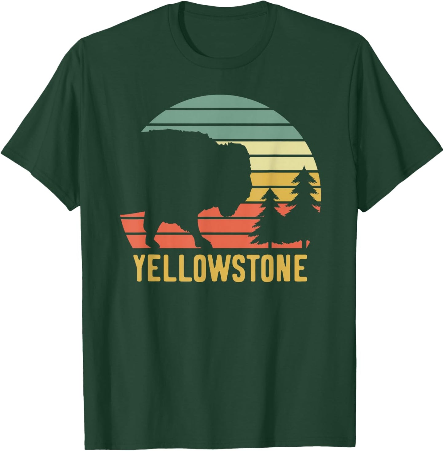 Yellowstone National Park Travel Buffalo Bison Vintage T-Shirt - T-Shirt | Forest