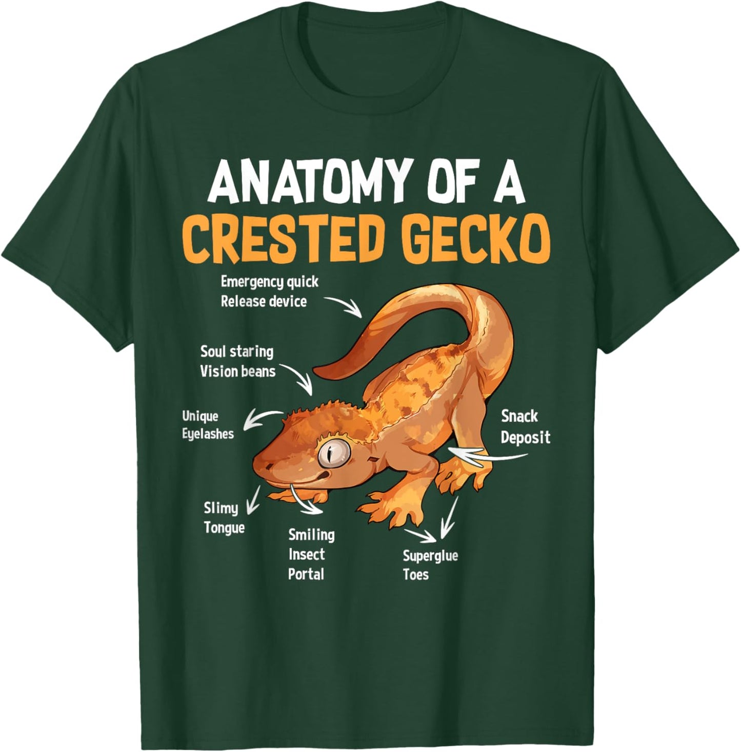 Anatomy Of Crested Gecko Tiny Leopard Gecko T-Shirt - T-Shirt | Forest