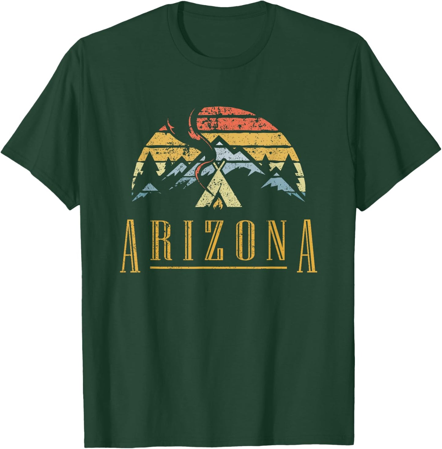 Vintage Arizona Mountains Camping Campfire Retro T Shirt T-Shirt - T-Shirt | Forest