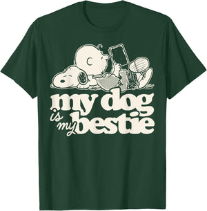 Peanuts - Snoopy And Charlie Brown My Dog Is My Bestie T-Shirt - T-Shirt | Forest