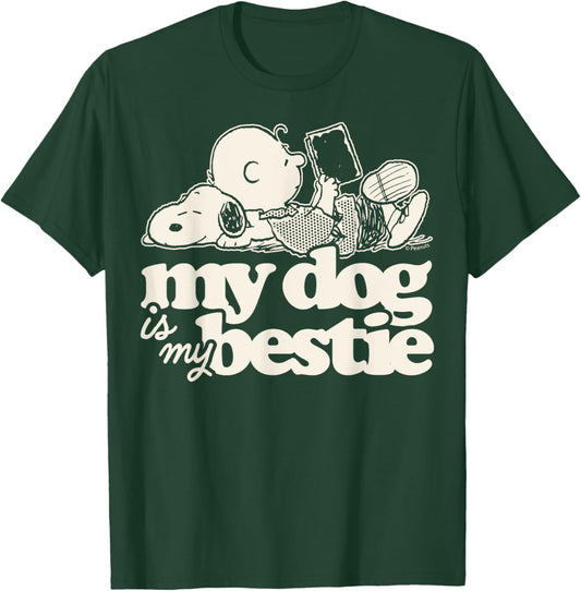 Peanuts - Snoopy And Charlie Brown My Dog Is My Bestie T-Shirt - T-Shirt | Forest