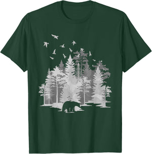 Mountains Birds Outdoors Animal Bear Nature Hiking Forest T-Shirt - T-Shirt | Forest