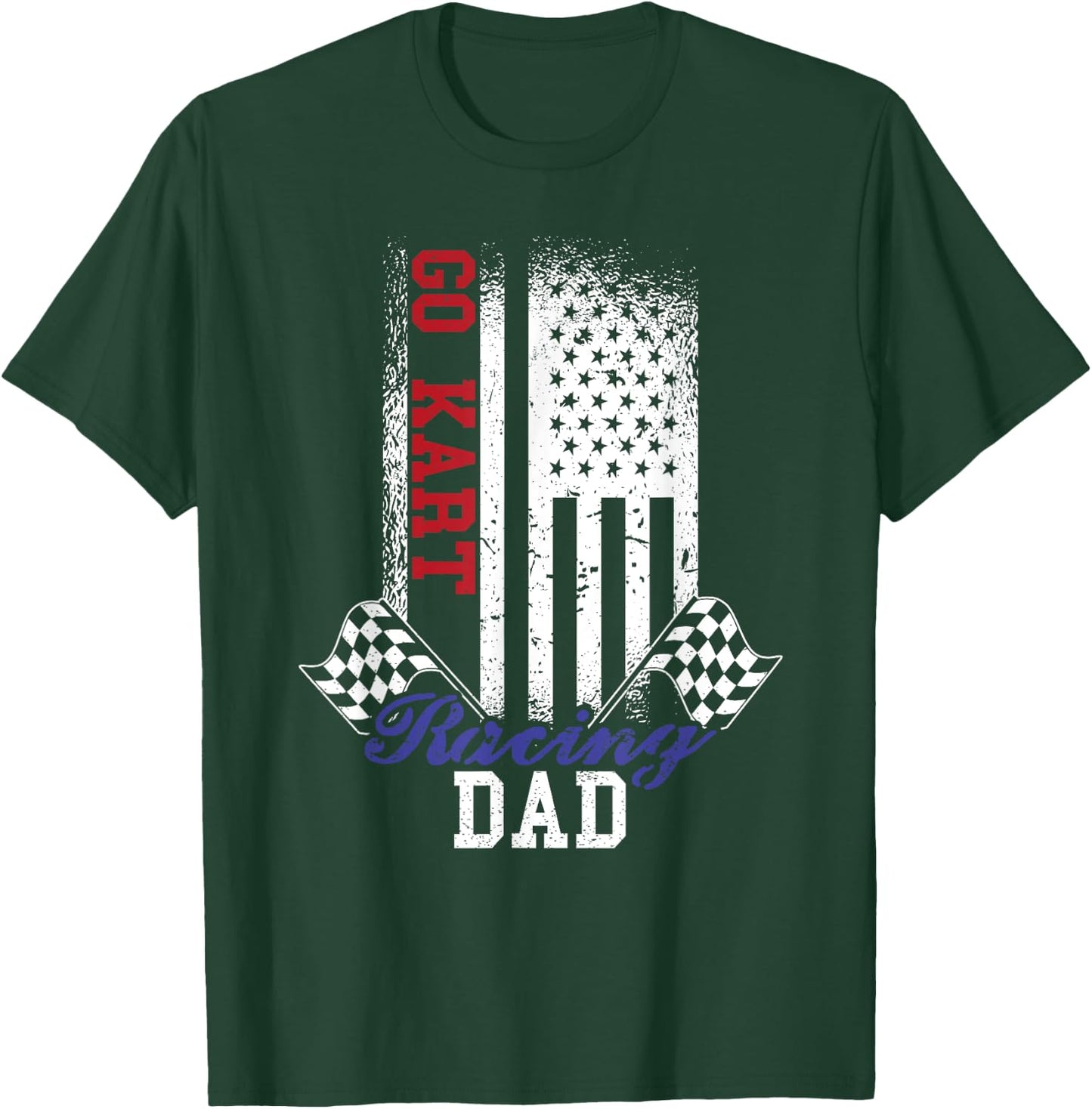 American Flag Go Kart Racing Race Dad Flag Design T-Shirt - T-Shirt | Forest