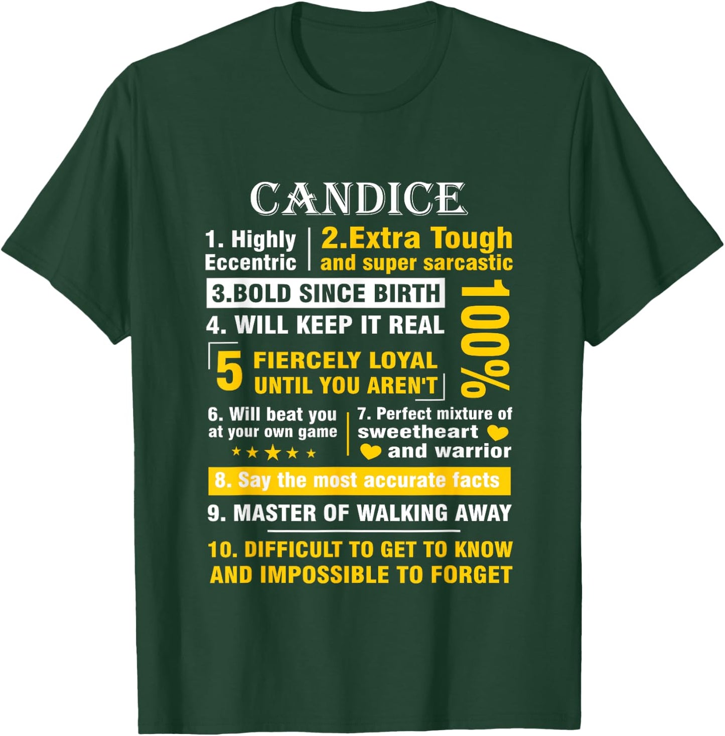 CANDICE Highly Eccentric 10 Facts Shirt First Name shirt T-Shirt - T-Shirt | Forest