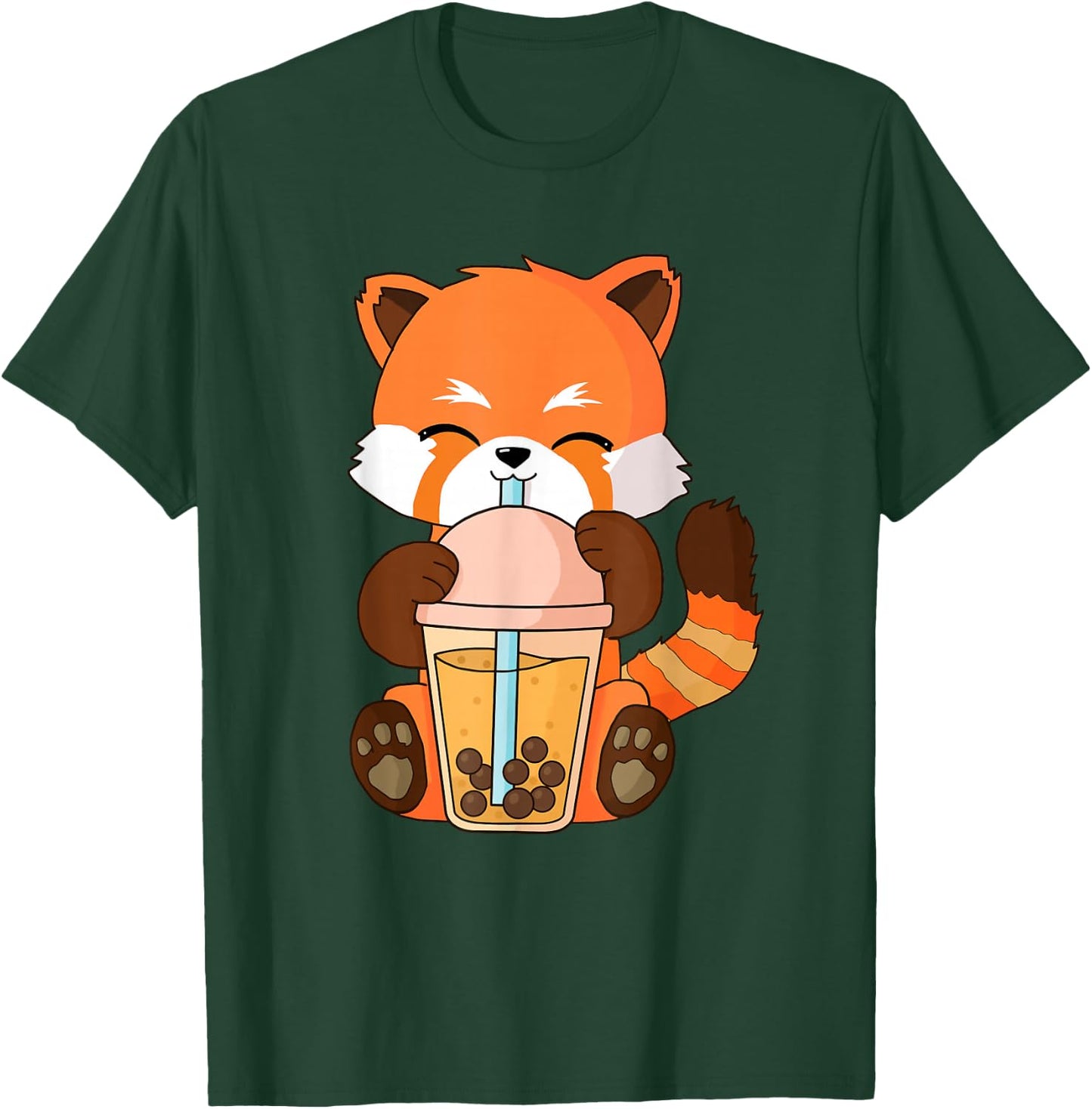 Cute Kawaii Red Panda Boba Tea Bubble Tea Anime T-Shirt - T-Shirt | Forest