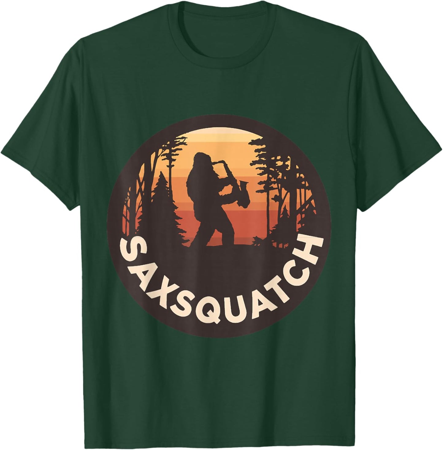 Retro Vintage Sax-Squatch Yeti Bigfoot Playing Saxophone T-Shirt - T-Shirt | Forest