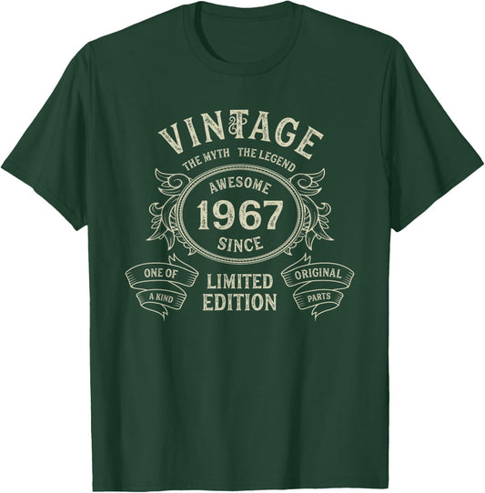 Vintage Born 1967 Limited Edition 58th Birthday 58 years old T-Shirt - T-Shirt | Forest