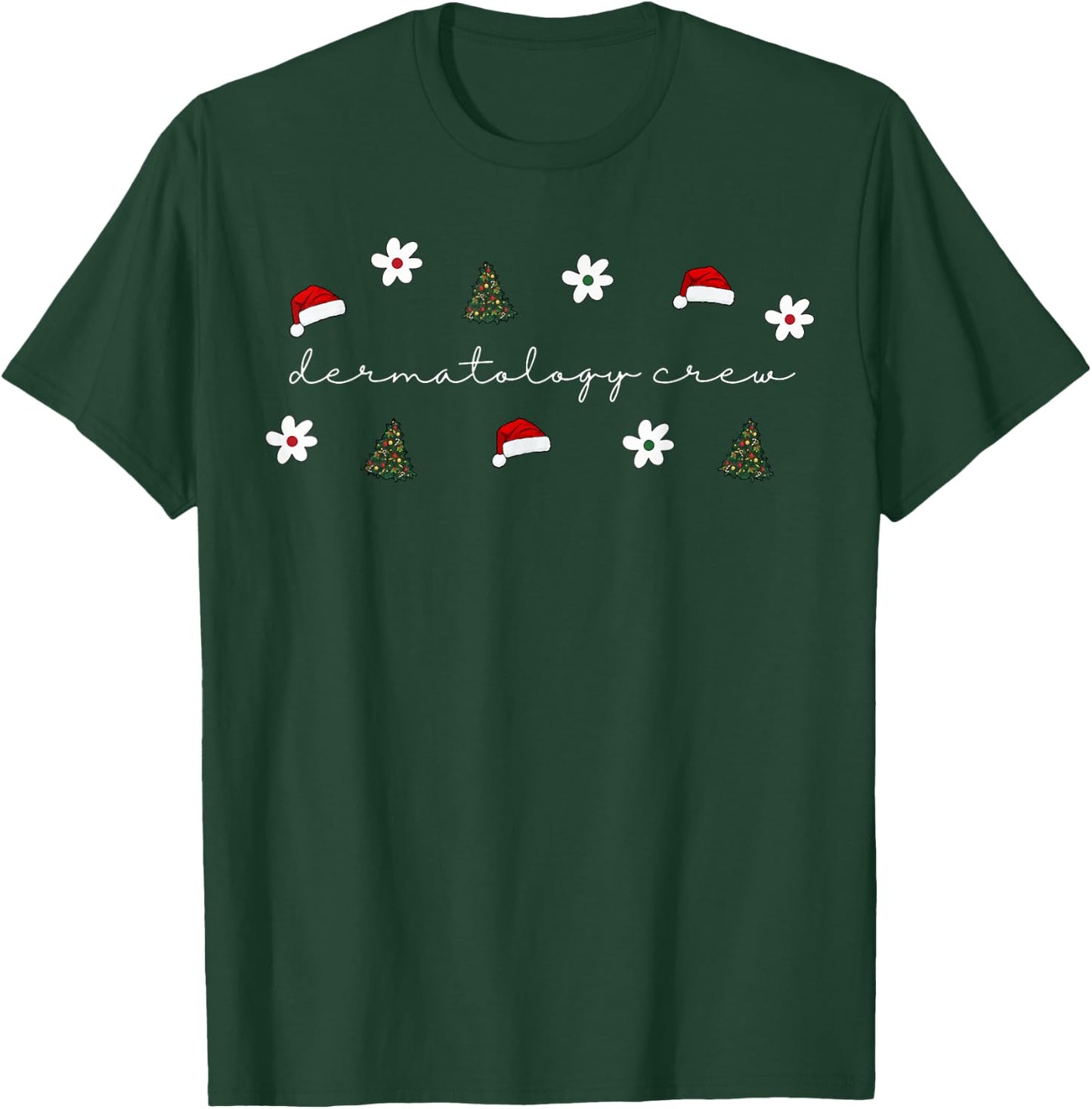 Christmas Santa Hat Dermatology Crew Nurse Daisy Flower T-Shirt - T-Shirt | Forest