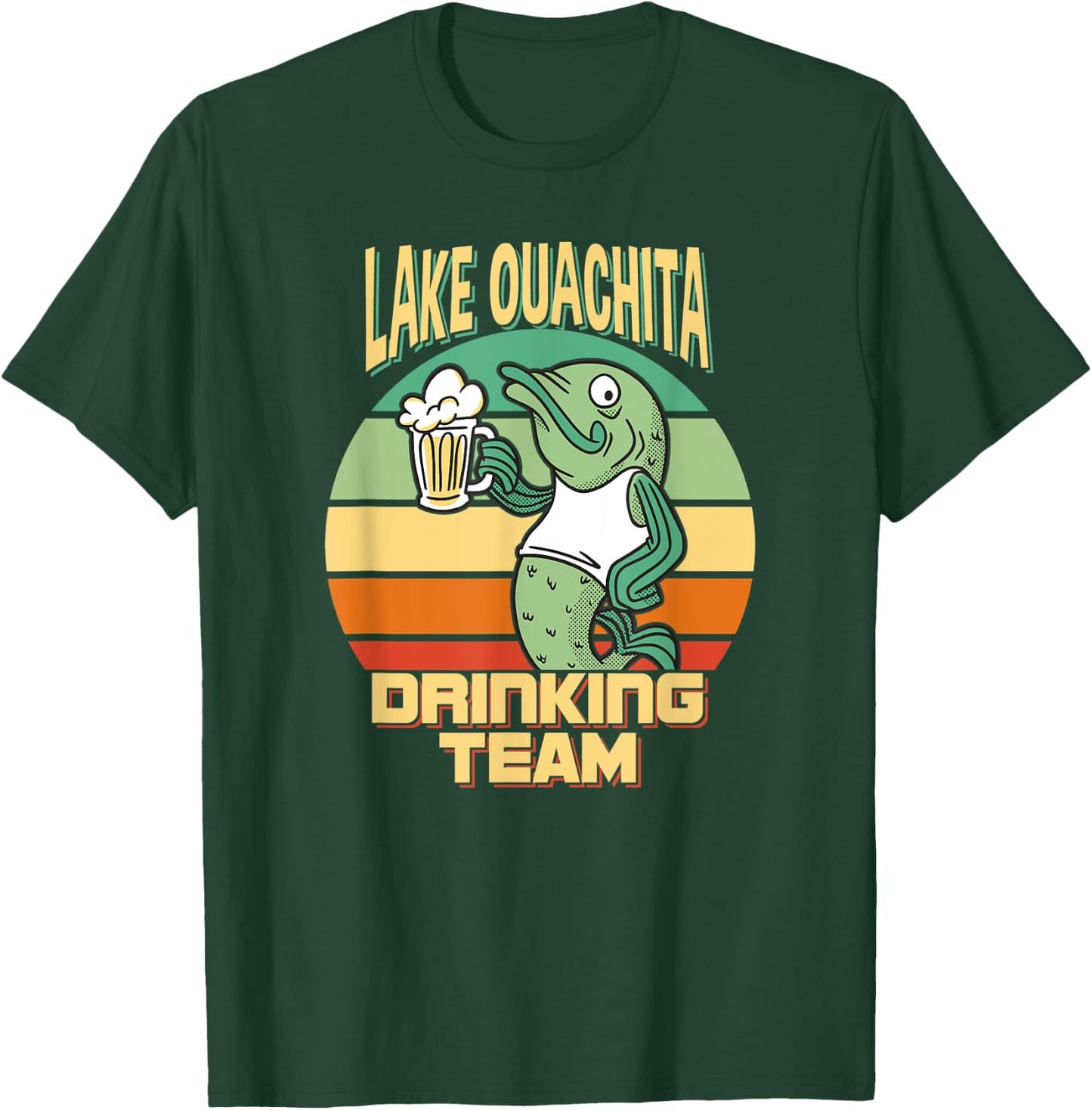 Lake Ouachita Drinking Team Funny Fish Beer Fishing Camping T-Shirt - T-Shirt | Forest
