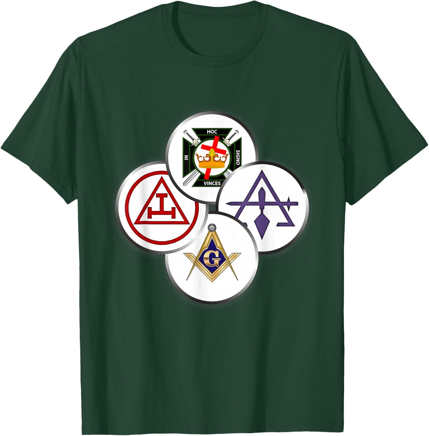York Rite Mason Circles Masonic T-Shirt - T-Shirt | Forest