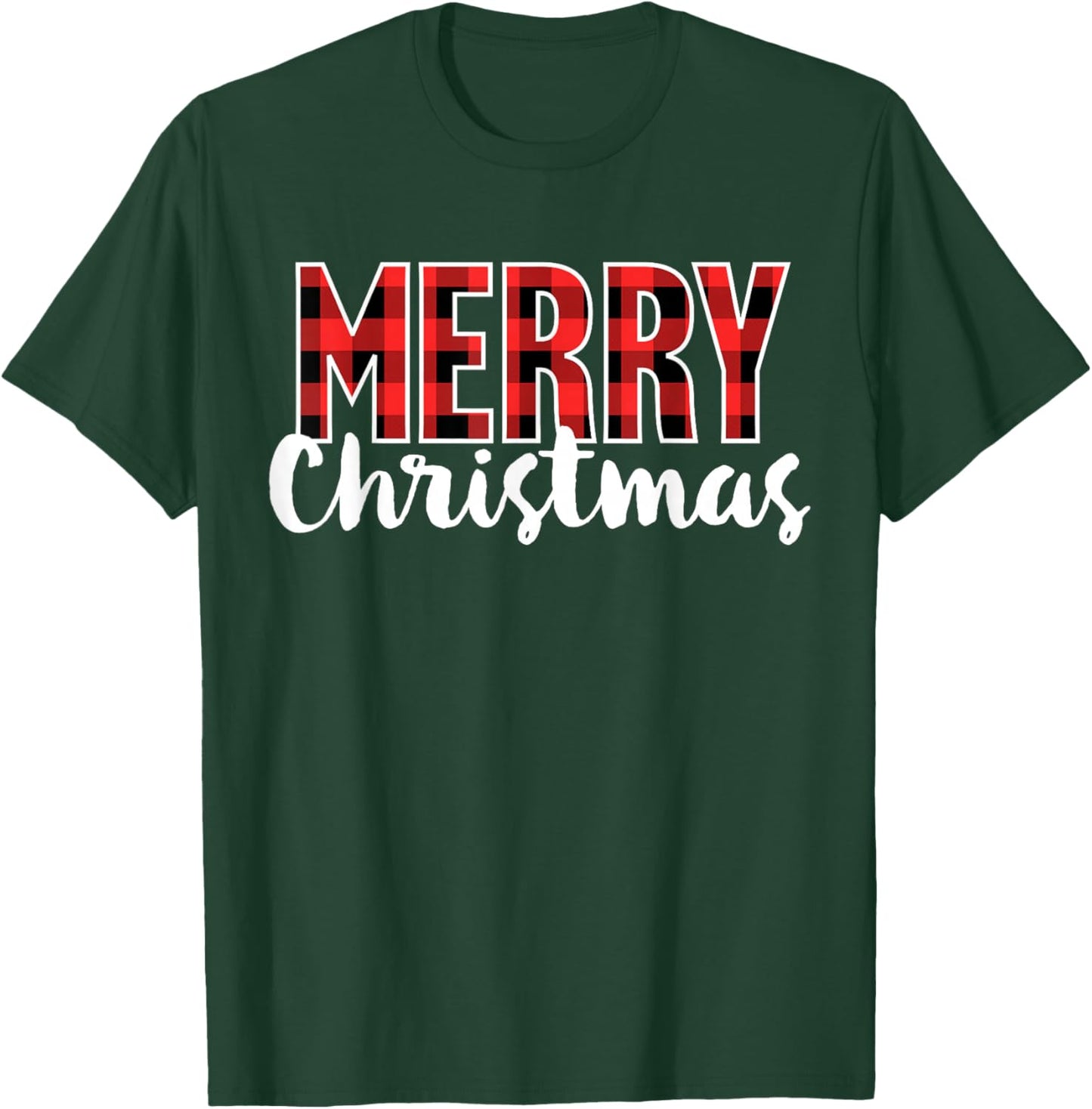 Merry Christmas Shirt Women Men Kids Red Buffalo Plaid Xmas T-Shirt - T-Shirt | Forest