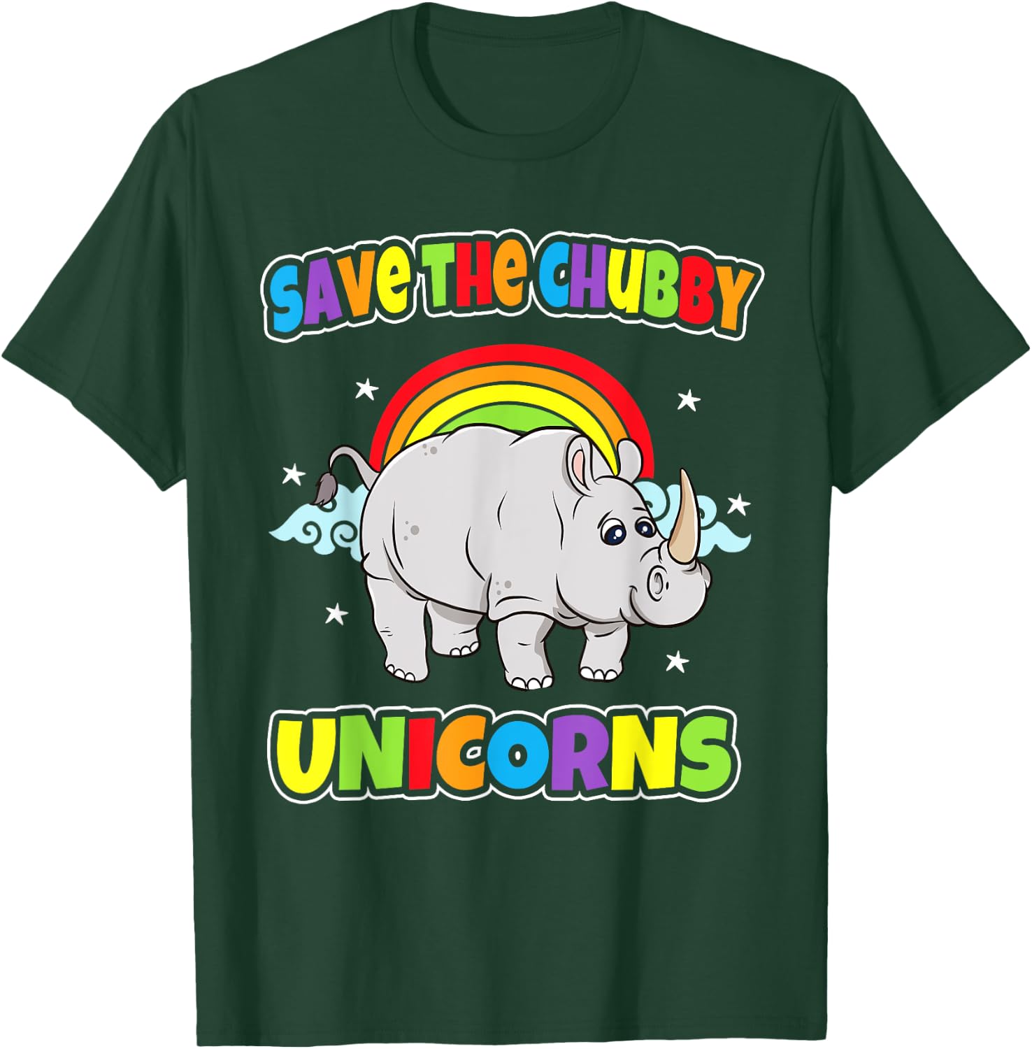 Save The Chubby Unicorns Rhinos Funny Quotes Humor Sayings T-Shirt - T-Shirt | Forest