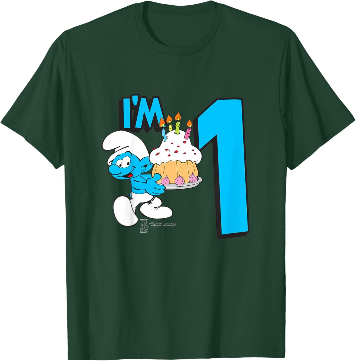 Kids The Smurfs Birthday I'm 1 T-Shirt - T-Shirt | Forest