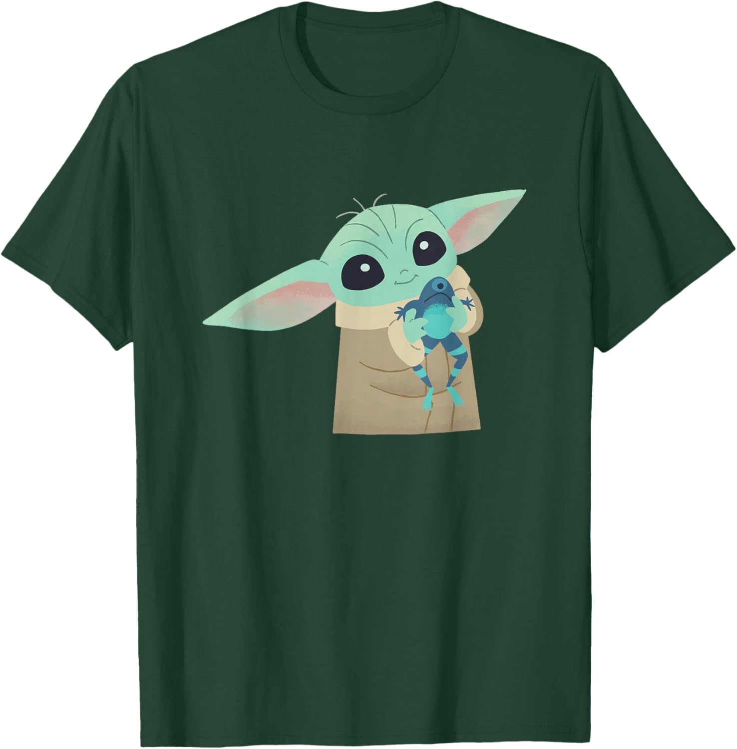 Star Wars The Mandalorian Grogu With Frog Cartoon T-Shirt - T-Shirt | Forest