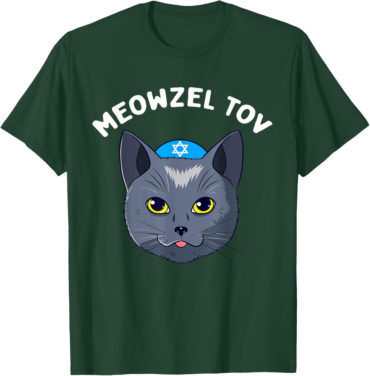 Meowzel Tov Hanukkah Cat Chanukah Funny Jewish Xmas Gift Women Kids T-Shirt - T-Shirt | Forest