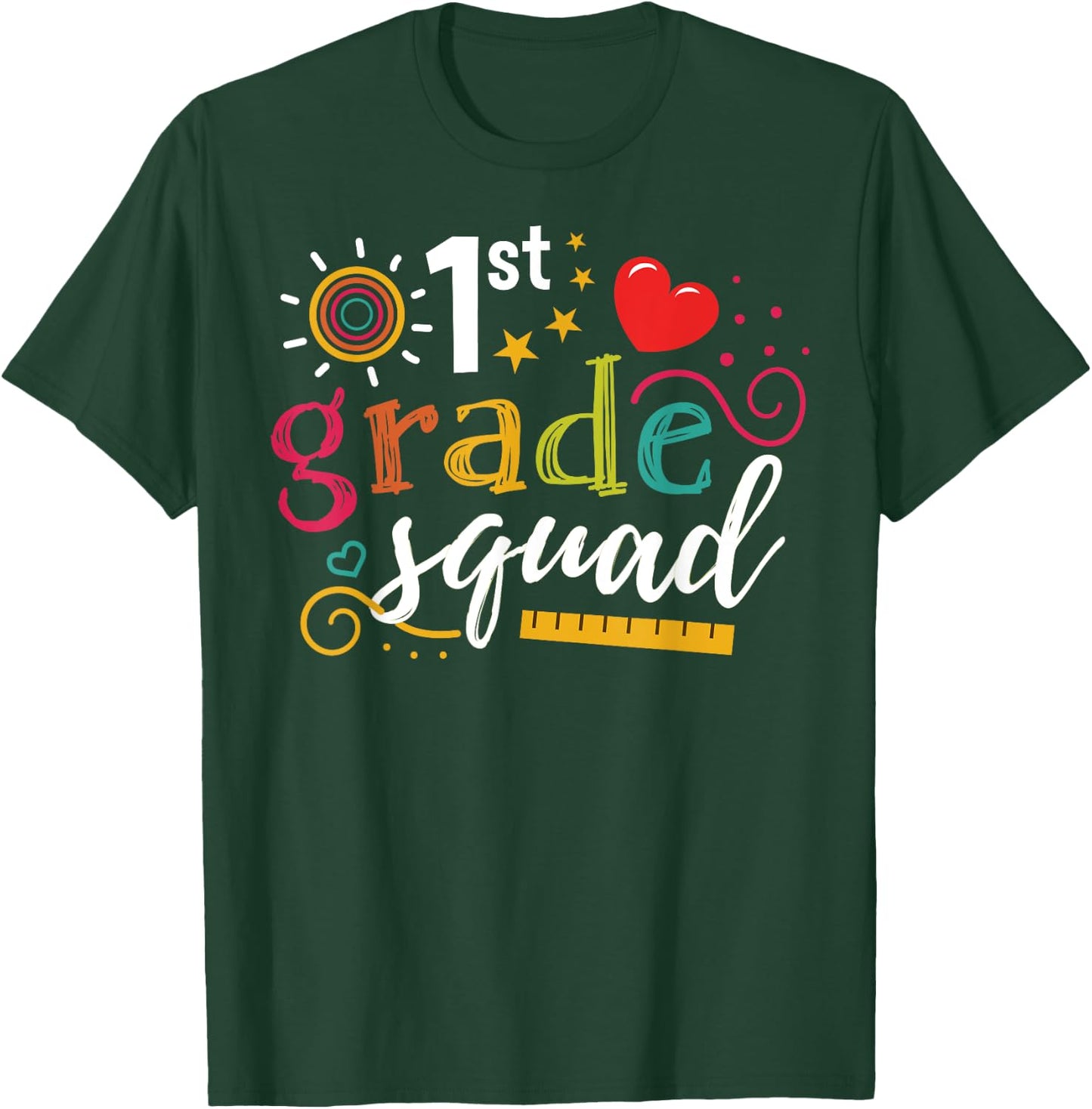 1st First Grade Squad Student Teacher Gift Back To School Women Girls Kids T-Shirt - T-Shirt | Forest