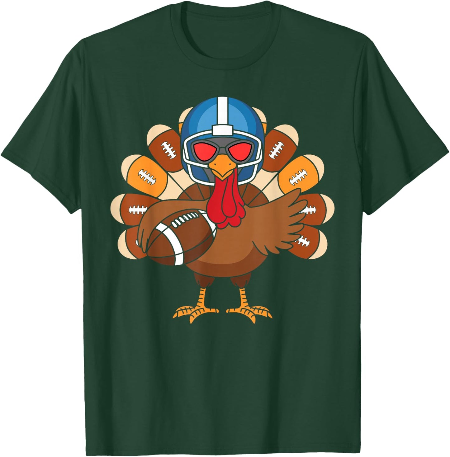 Turkey Football Player Funny Turkey Thanksgiving Day T-Shirt - T-Shirt | Forest