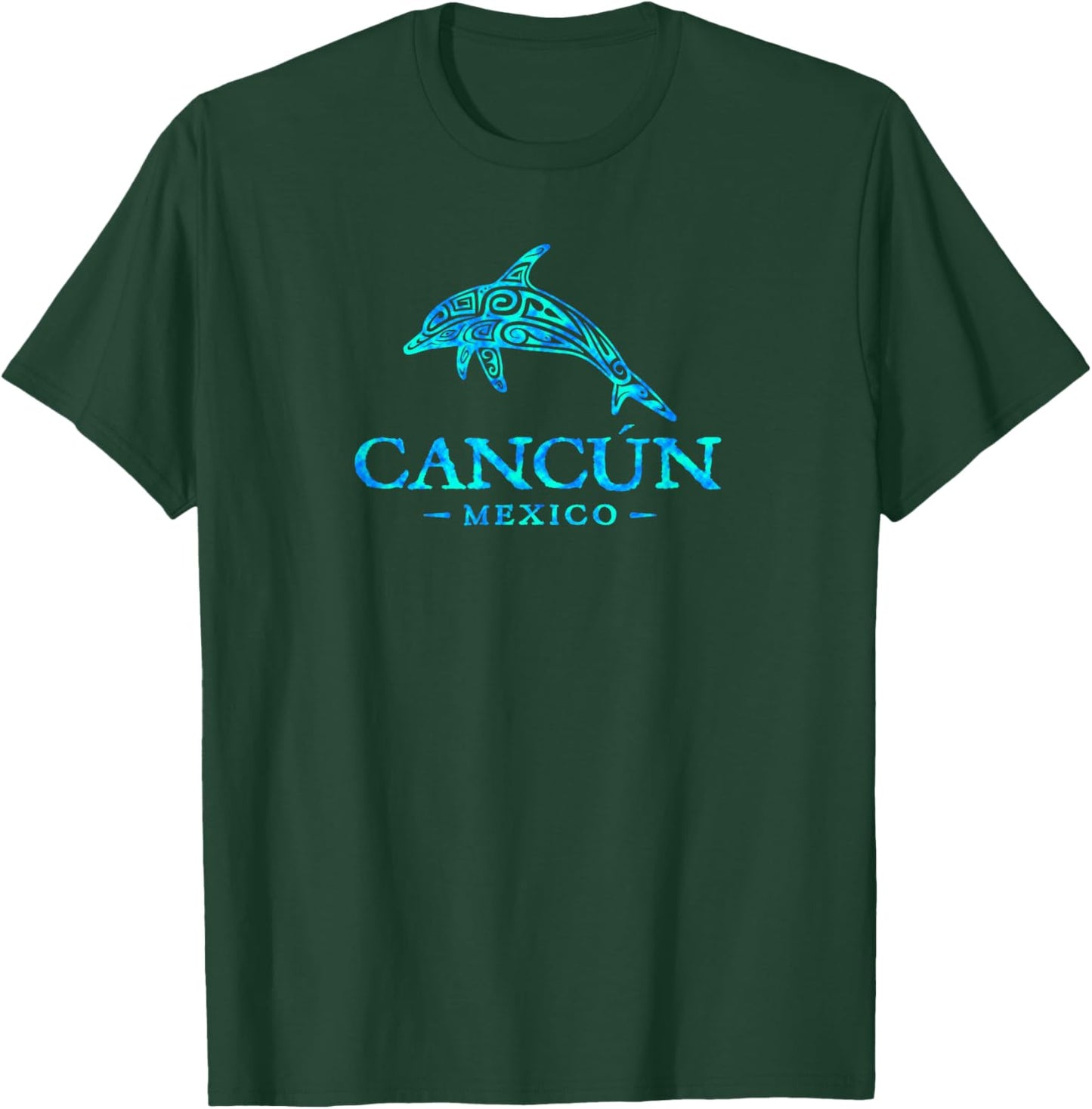 Cancun Mexico Colorful Dolphin Boys Girls Men Women Souvenir T-Shirt - T-Shirt | Forest