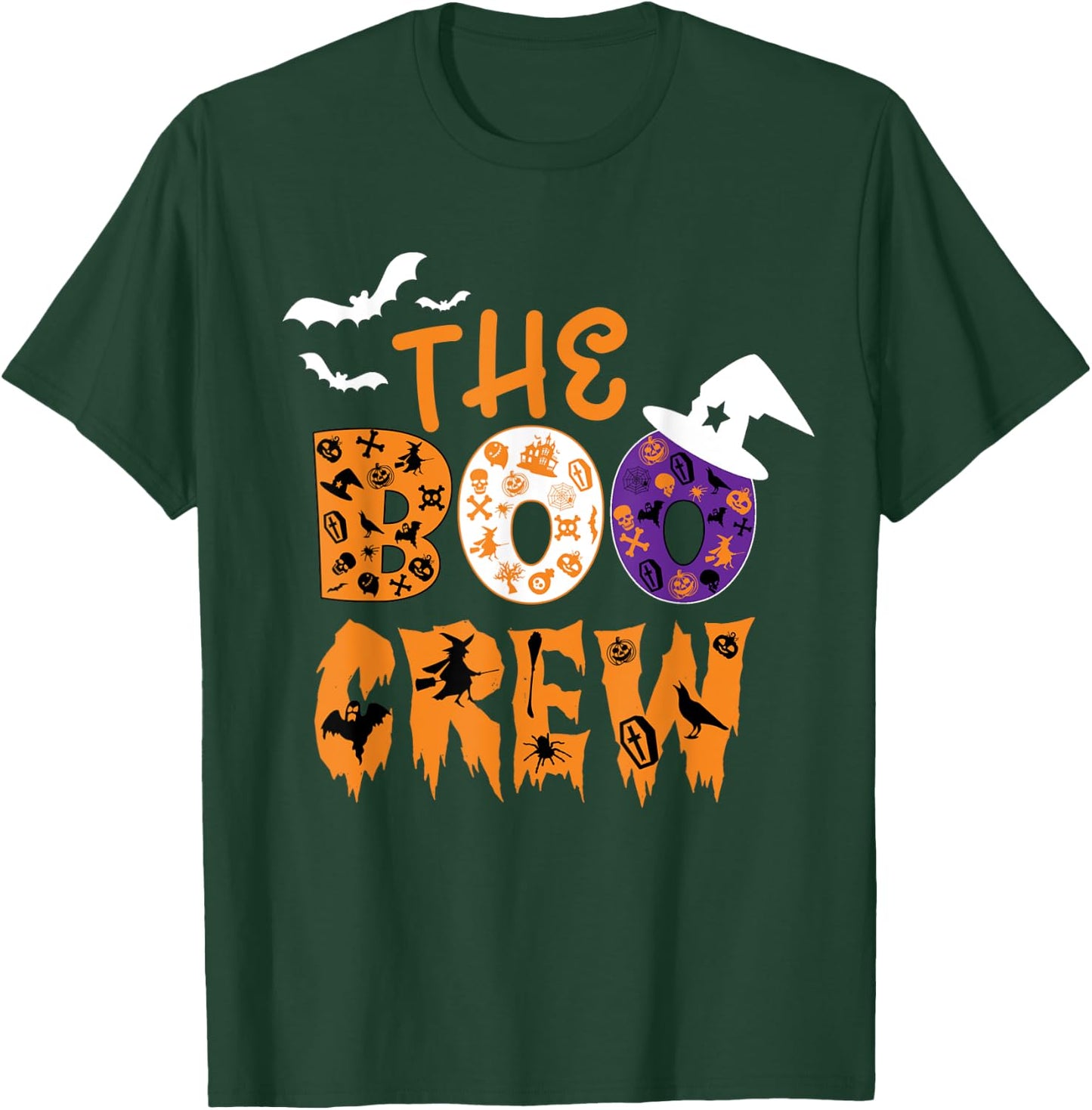 Halloween The Boo Crew Spooky Bats and Witches Fun Family T-Shirt - T-Shirt | Forest