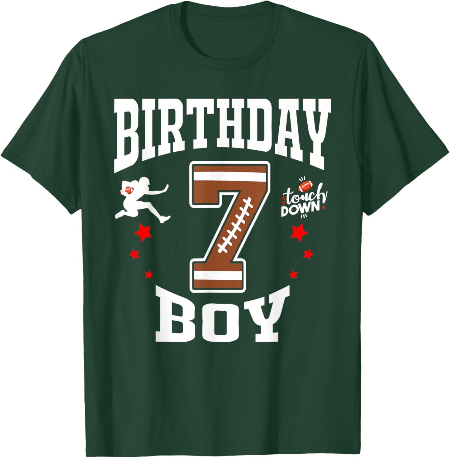 7th Birthday Football Boy Shirt - 7 years old Kid Football T-Shirt - T-Shirt | Forest