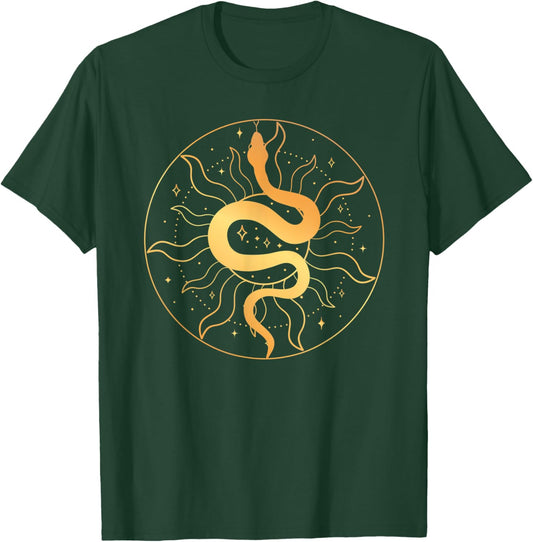 Sacred Geometry Art The Sun And Snake Occult Symbol T-Shirt - T-Shirt | Forest