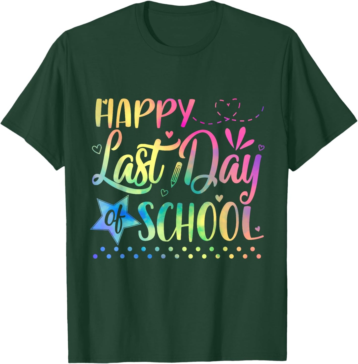 Last Day of School Teacher Student Graduation 2025 Tie Dye T-Shirt - T-Shirt | Forest