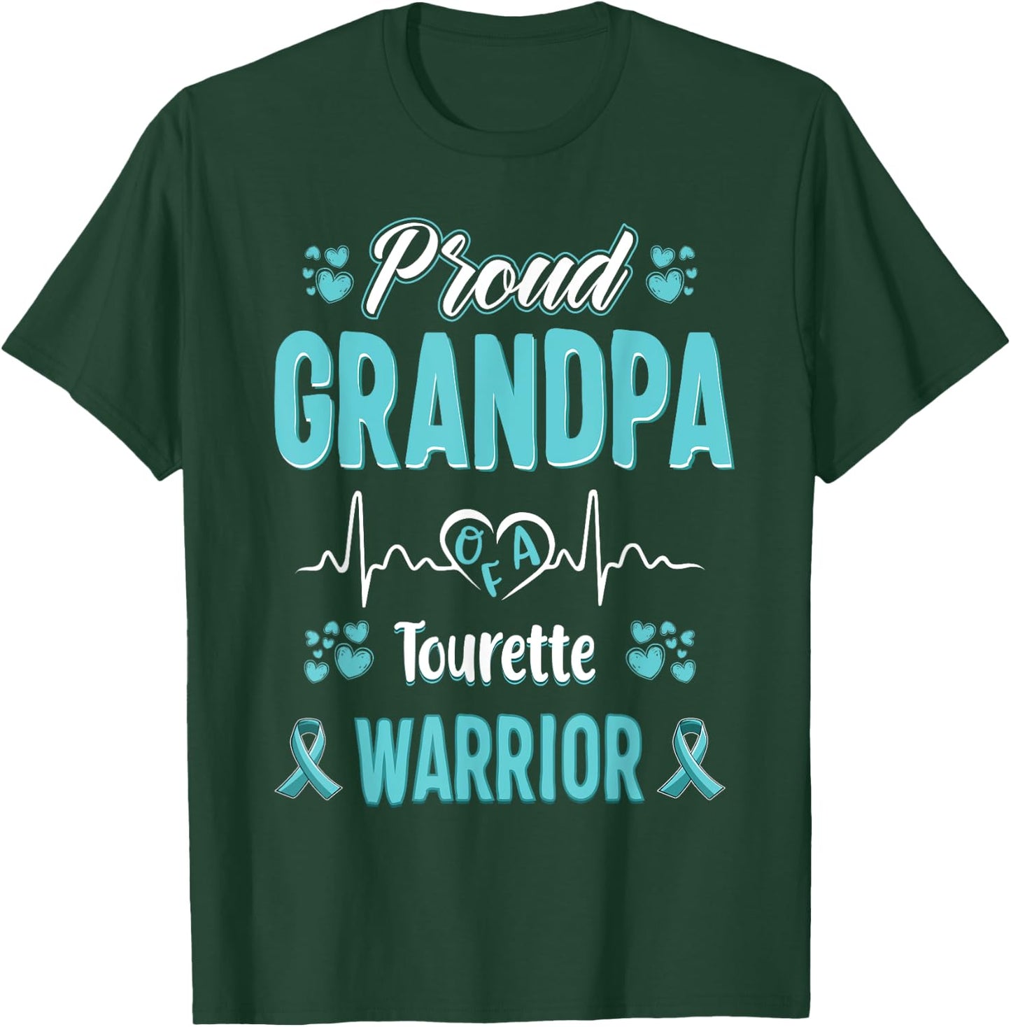 proud Grandpa Tourette syndrome warrior awareness ribbon T-Shirt - T-Shirt | Forest