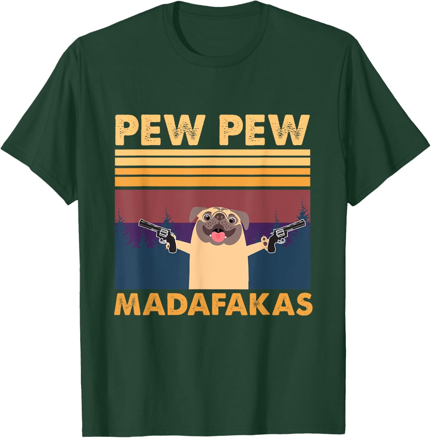 Vintage PewPew Mada-fakas Crazy Pew Pug T-Shirt - T-Shirt | Forest