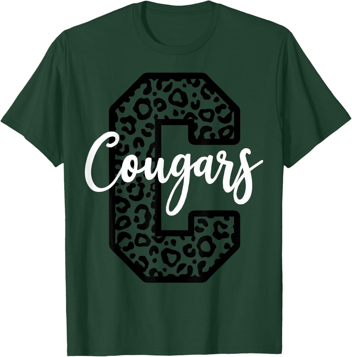 Cougars School Spirit Mascot Leopard Cheer Fan Game Day T-Shirt - T-Shirt | Forest