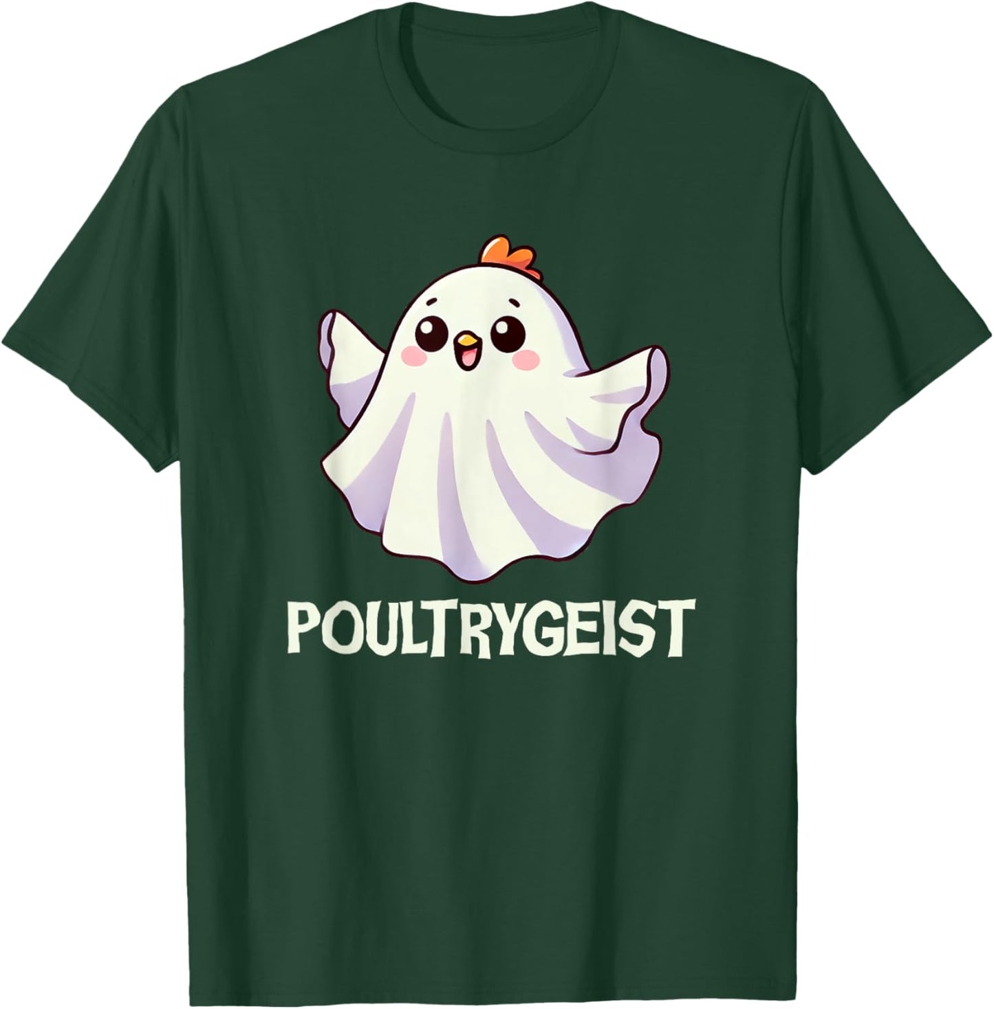 "Poultrygeist" Funny Spooky Cute Boo Chicken Ghost Pun T-Shirt - T-Shirt | Forest