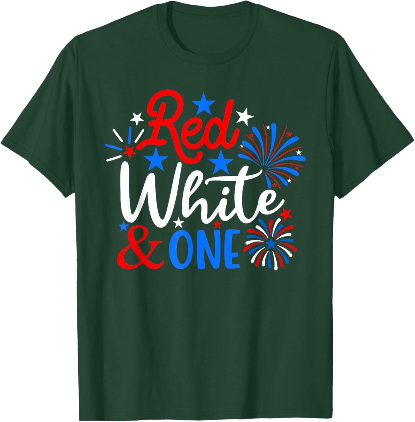 Red White And One 4th Of July 1st Birthday Patriotic T-Shirt - T-Shirt | Forest
