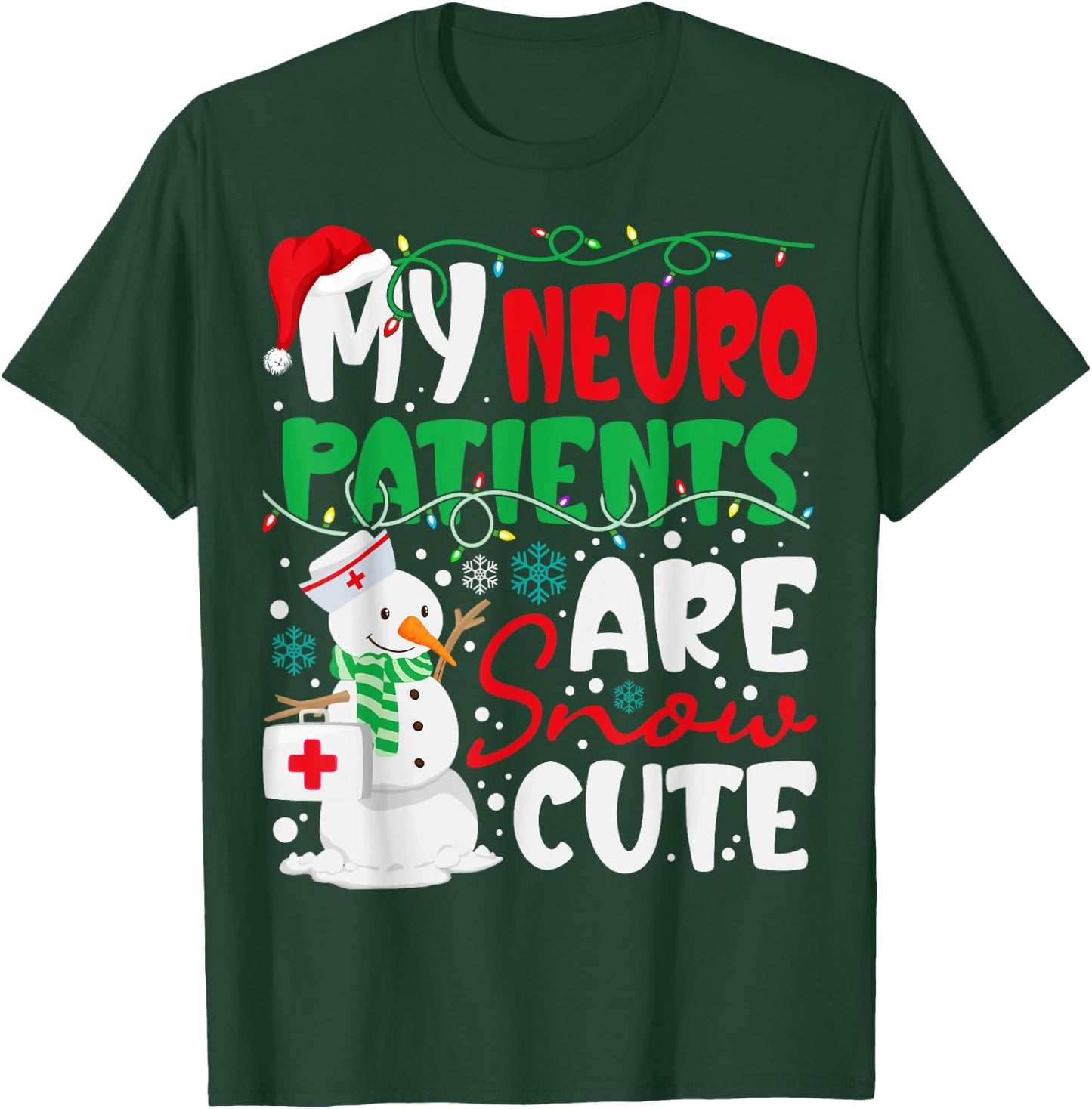 Funny Neuro Christmas Snowmies Cute Neuroscience Nurse T-Shirt - T-Shirt | Forest