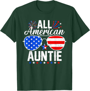 All American Auntie Funny 4th of July Family Matching T-Shirt - T-Shirt | Forest