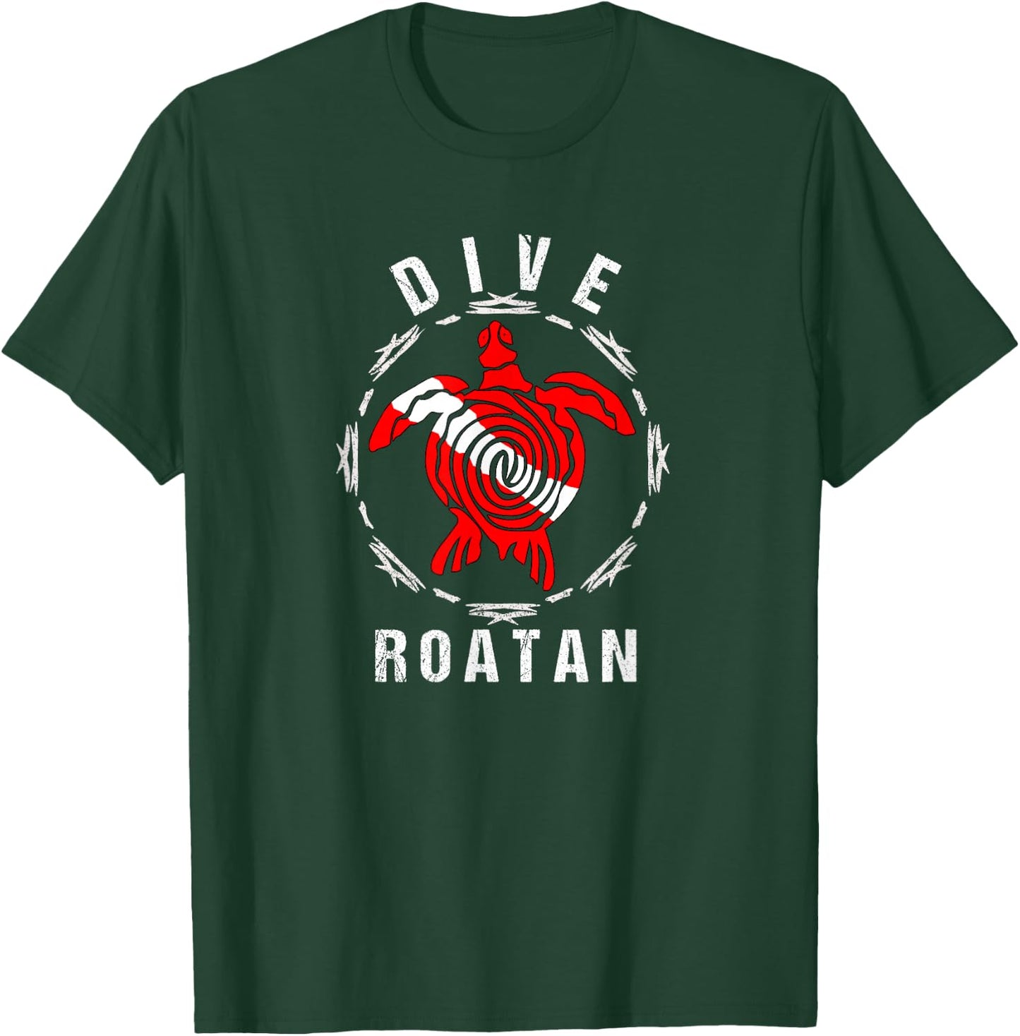 Dive Roatan Vintage Tribal Turtle Gift T-Shirt - T-Shirt | Forest
