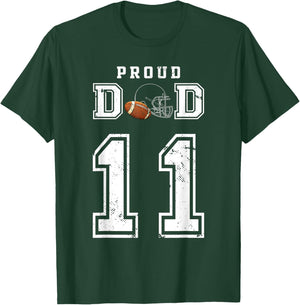 Custom Proud Football Dad Number 11 Personalized T-Shirt - T-Shirt | Forest