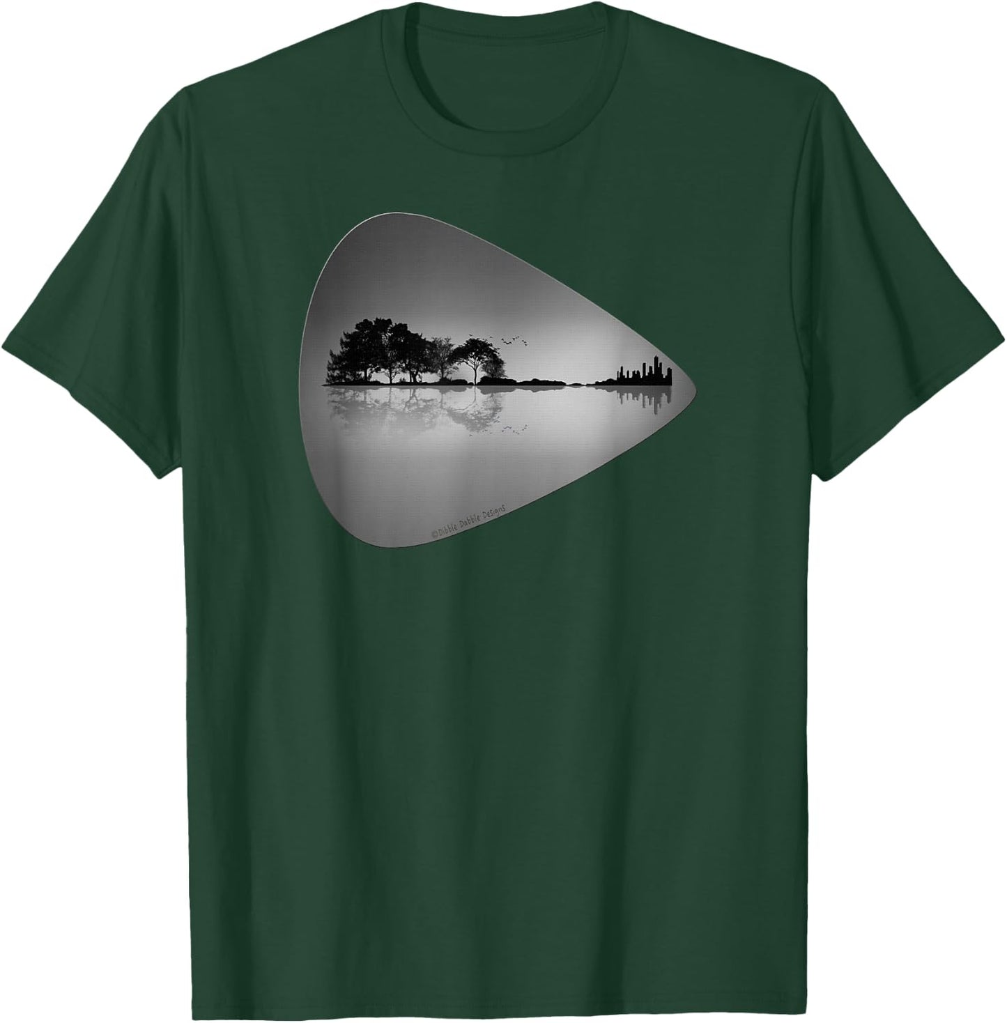 Guitar Pick Lake Reflections Music Lover Guitar T-Shirt - T-Shirt | Forest
