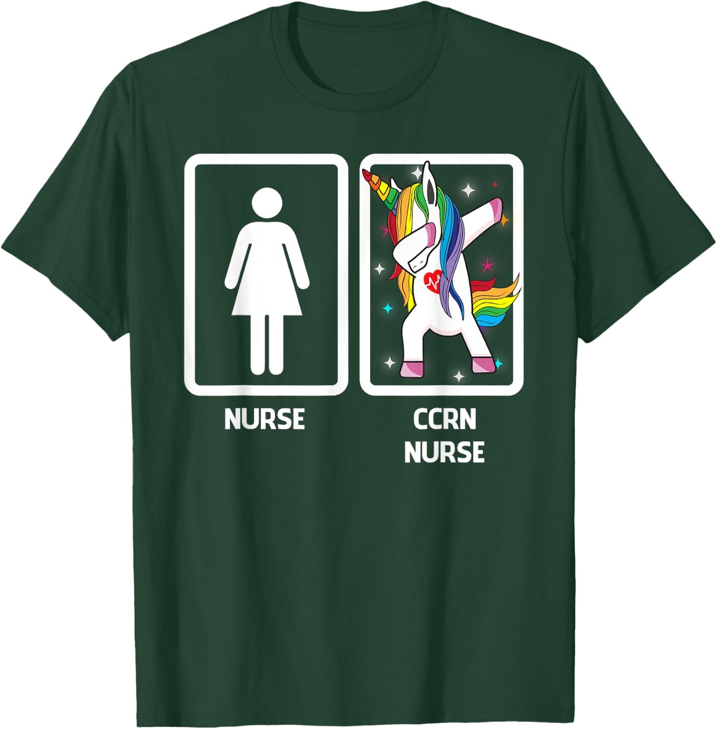 CCRN Nurse Unicorn Dabbing Funny Dabbing CCRN Nurse Gift T-Shirt - T-Shirt | Forest