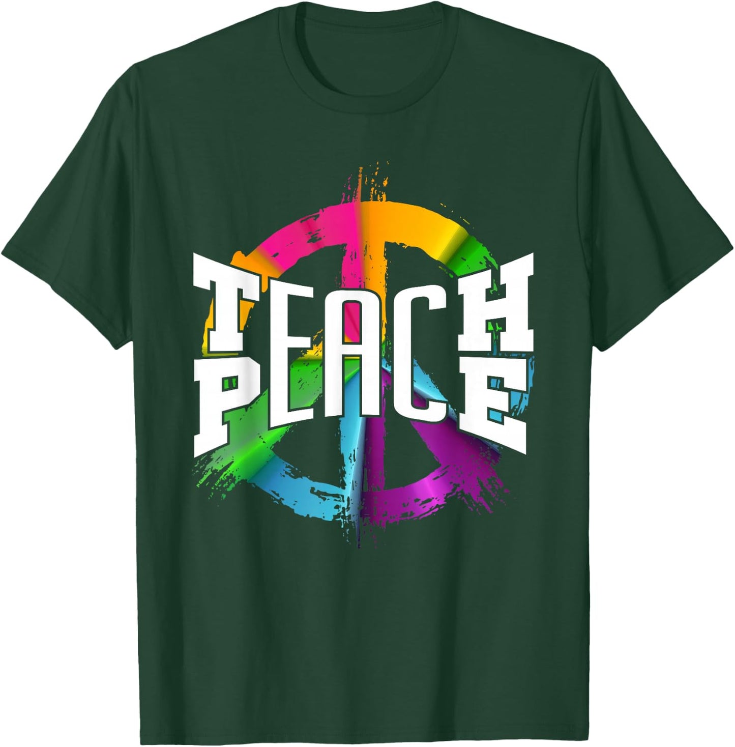 International Teach Peace Hippie Freedom Day T-Shirt - T-Shirt | Forest