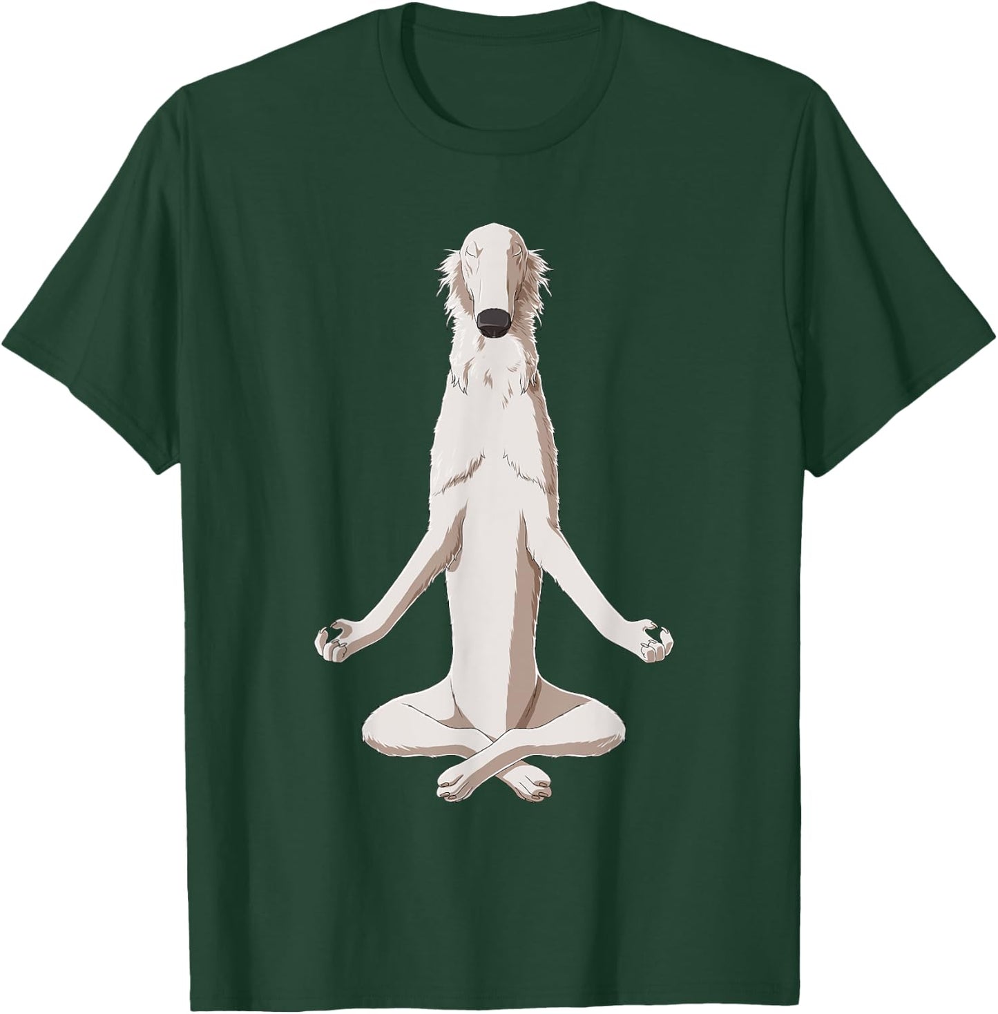 Yoga Dog Borzoi T-Shirt - T-Shirt | Forest