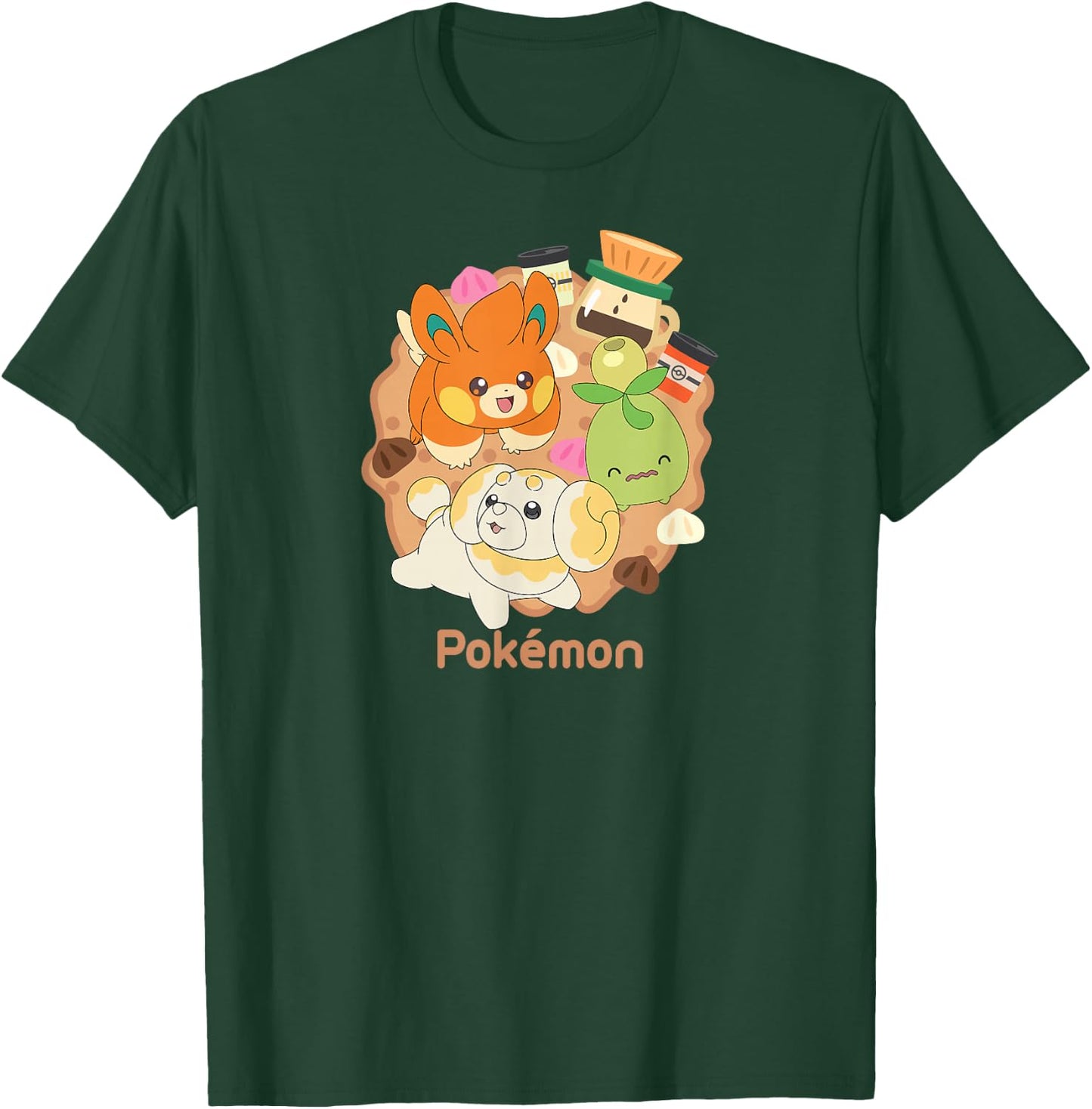 Pokémon - Fidough Smoliv Pawmi Cafe Trio T-Shirt - T-Shirt | Forest
