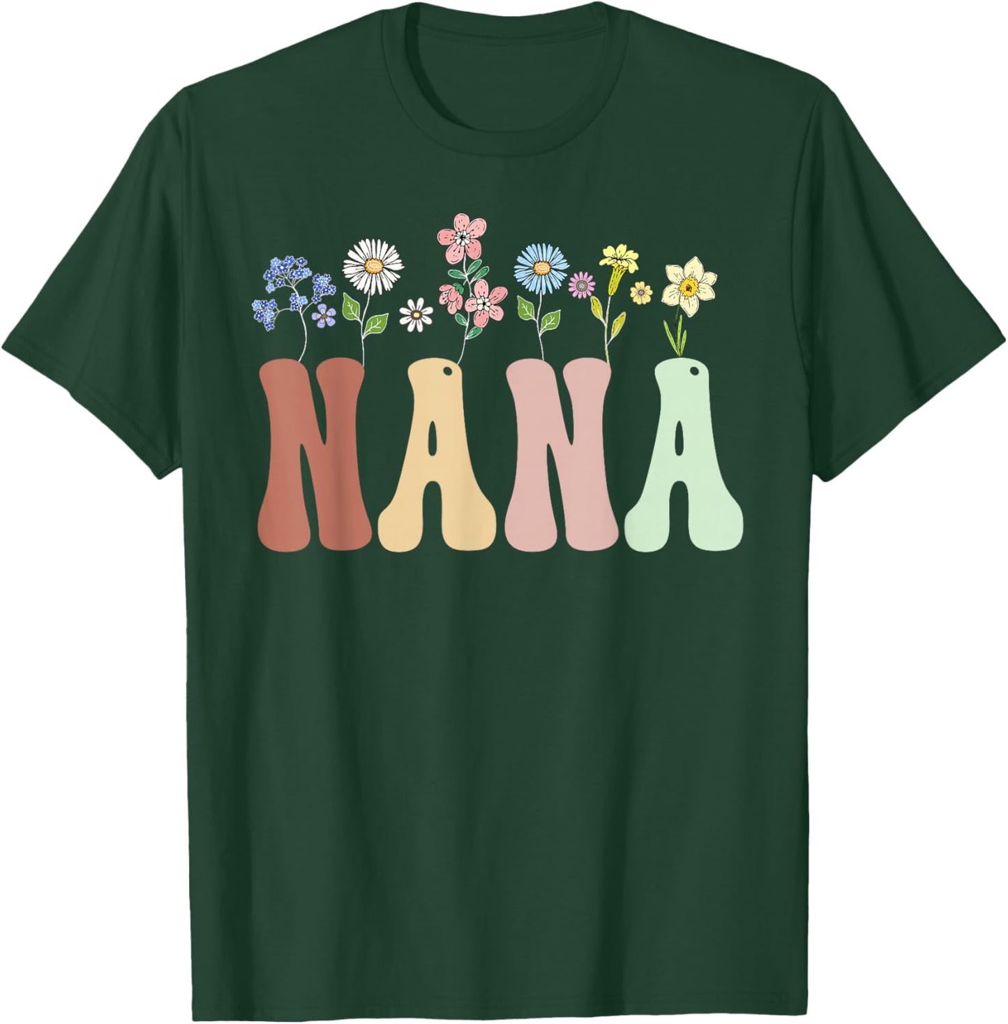 Nana Gifts Women Wildflower Floral Design Nana T-Shirt - T-Shirt | Forest