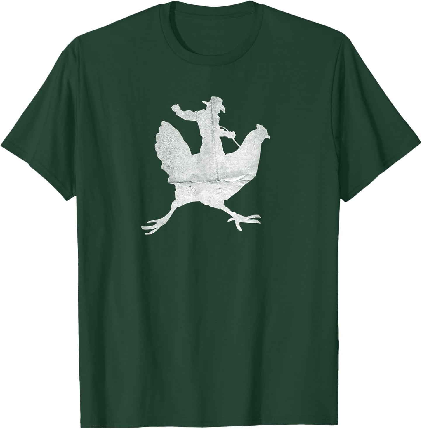 Cowboy Riding a Chicken Distressed T-Shirt - T-Shirt | Forest