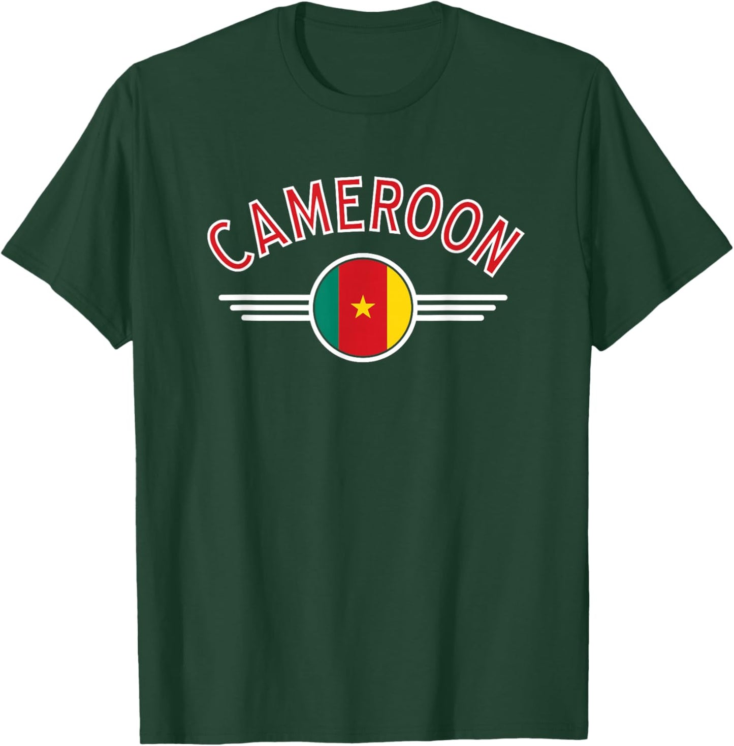Cameroon Flag Circle and Red Text T-Shirt - T-Shirt | Forest