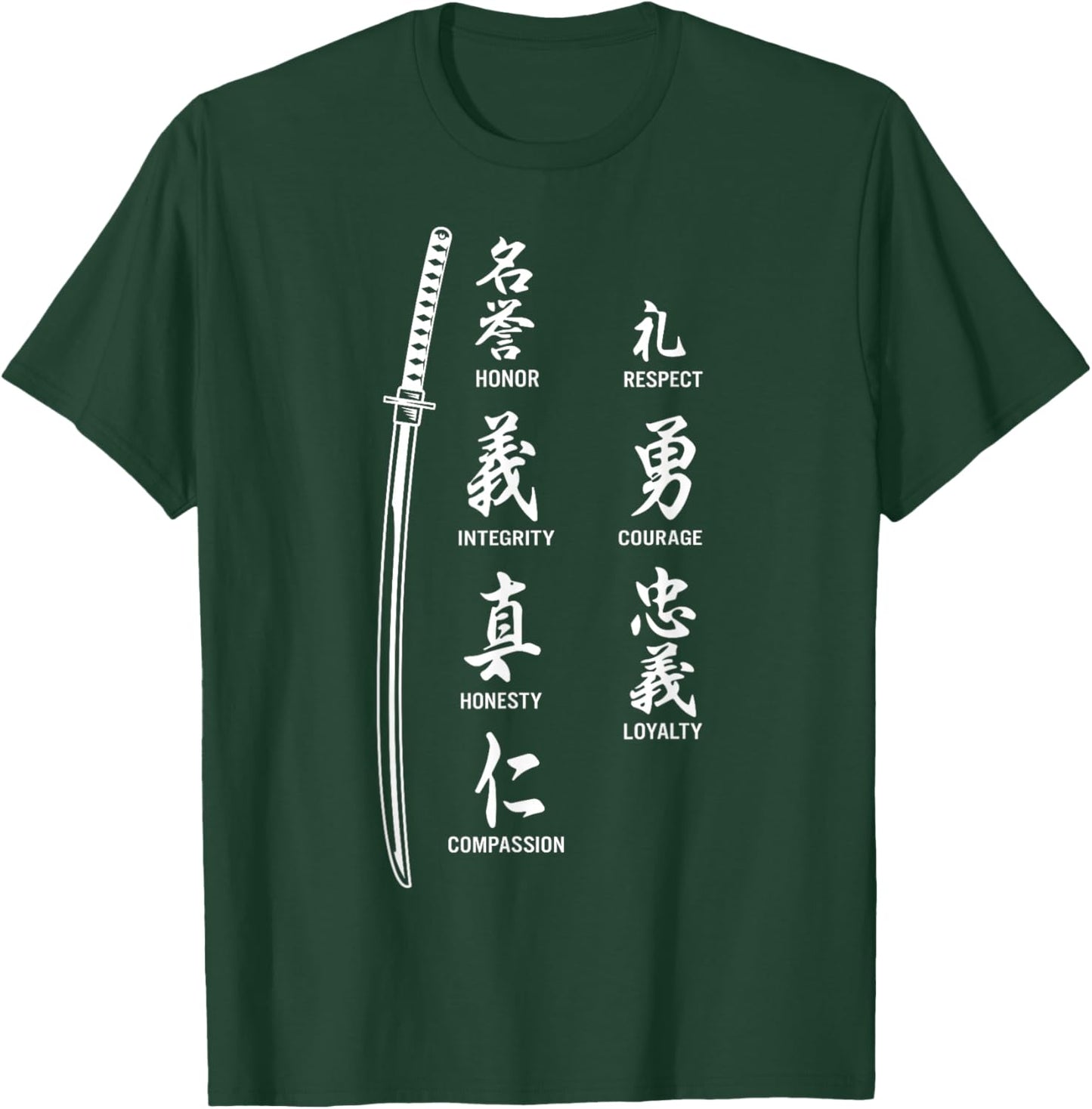 Vintage Japanese Letter Samurai Katana Sword Warrior T-Shirt - T-Shirt | Forest