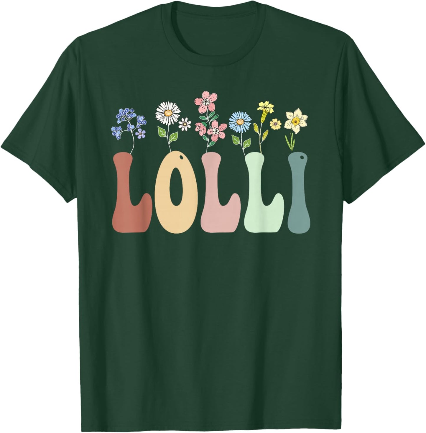 Lolli Gifts Women Wildflower Floral Design Lolli T-Shirt - T-Shirt | Forest