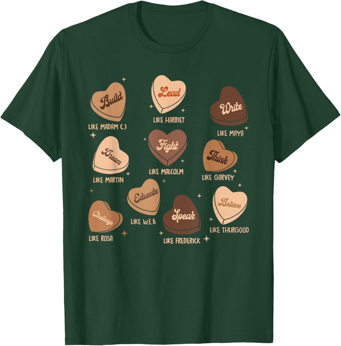 Candy Heart Martin Lead Like Harriet Black History Month T-Shirt - T-Shirt | Forest