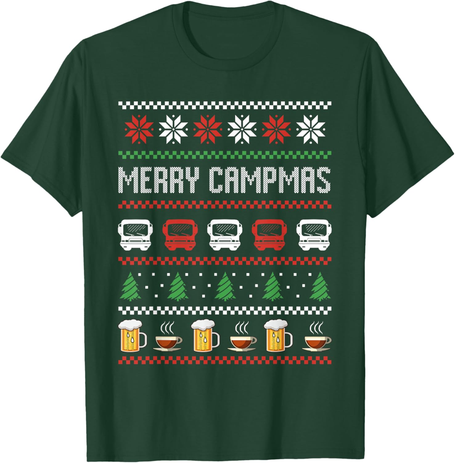 Camping Motorhome Ugly Christmas Sweater Merry Campmas T-Shirt - T-Shirt | Forest