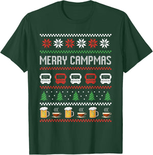 Camping Motorhome Ugly Christmas Sweater Merry Campmas T-Shirt - T-Shirt | Forest